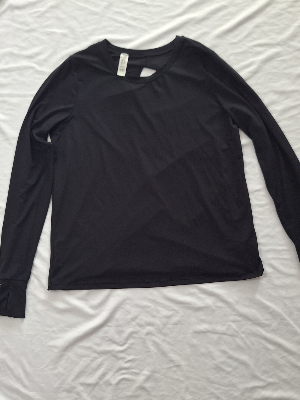 Spanx Black Long Sleeve with Thump Holes Open Back Women's Shirt Large - Picture 1 of 8